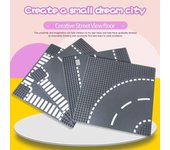 Placa base de construcción de carretera clásica de 32 x 32 pulgadas, vista de la ciudad, tráfico, figuras de carretera, juguetes de construcción, ladrillos, placas base de plástico de 32 puntos