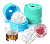 Paquete de 2 bandejas para cubitos de hielo con forma de bola de diamante, bandejas para cubitos de hielo de silicona de grado alimenticio, molde redondo para cubitos de hielo para cócteles de whisky, nuevo