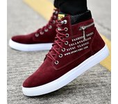 Zapatos de hombre de caña alta de primavera y otoño, zapatillas deportivas informales de cuero para hombre, zapatillas de plataforma salvajes con cordones, zapatos planos vulcanizados 38 azul oscuro