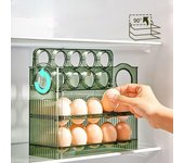 Caja de almacenamiento de huevos para refrigerador de gran capacidad para cocina: organizador de bandeja para huevos portátil de múltiples capas, práctico soporte para huevos con apertura y cierre transparente