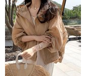 Chaqueta corta con capucha y protector solar de verano para mujer, abrigos informales con cremallera, camisa fina ligera de manga larga, ropa holgada para mujer 2023 27234 S negro