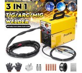 AC 220V 3 en 1 MIG/ARC/TIG máquina de soldadura eléctrica LCD Digital soldador de mano herramienta inversor