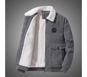 Chaqueta de pana para hombre, forro polar de cordero, abrigo informal de invierno con solapa y acolchado, ropa para papá joven. M