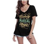 ULTRABASIC Camiseta con cuello en V para mujer La creatividad es mágica - Camiseta con eslogan de artista creativo S negro