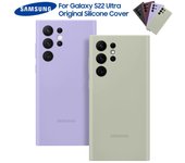 Funda de silicona líquida Original Samsung para Samsung Galaxy S22 Ultra 5G S22Ultra SM-S908, funda protectora de teléfono de silicona sedosa lavanda