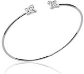 Les Trésors De Lily [M3739] - Bracelet Argent 'Papillons' blanc argenté (rhodié) - 56 mm- 6x6 mm plata