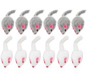 Paquete de 12 juguetes de ratón para gatos, juguetes interactivos peludos para gatos y gatitos de interior