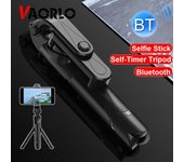 VAORLO-Palo de Selfie portátil, Bluetooth, Control remoto, tres en uno, trípode con temporizador integrado, soporte para teléfono móvil, soporte en vivo negro