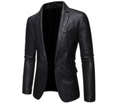 Abrigo de hombre Chaqueta de cuero de pu de talla grande M negro