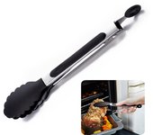 Pinzas para alimentos de acero inoxidable, pinzas de cocina de nailon y silicona, pinzas antideslizantes para cocinar, herramientas para barbacoa y ensalada, parrilla para cocina naranja