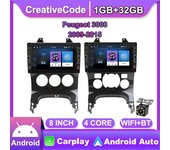 8 pulgadas para Peugeot 3008 2009-2015 con botón perilla Android Car Radio reproductor Multimedia navegador estéreo GPS 2 Din 1 + 32GB 1+32GB,AT