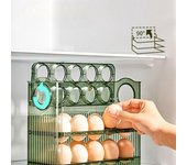 Caja de almacenamiento de huevos para refrigerador de gran capacidad para cocina: organizador de bandeja para huevos portátil de múltiples capas, práctico soporte para huevos con apertura y cierre blanco