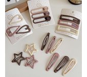 Juego de 3 horquillas para el pelo con diseño geométrico de estrellas de color café para mujer y niña, accesorios para el cabello para mujer