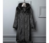Abrigo de mujer Otoño e Invierno abrigo de piel nueva abrigo de piel sección larga de imitación de visón gamuza con capucha S marrón
