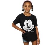 Disney - Camiseta de algodón con cara de Mickey Mouse para niñas 9-11 Years negro