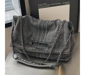 Bolso de hombro de mezclilla lavada para mujer - Moda 2024, gran capacidad, bolso de mano de alta gama para ir al trabajo azul claro