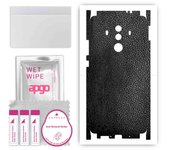 apgo Protective Skin Sticker for the back+sides compatible with Huawei Mate 10 Pro, Full Wrap Film, Foil, Vinyl - Pattern Black Leather