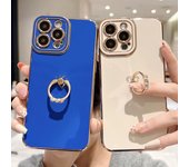 Funda de teléfono con corazón de amor lateral galvanizada suave para Iphone 11 12 13 Pro Max Xs X Xr 7 8 Plus, funda protectora para cámara con soporte de anillo For iPhone 7 or 8