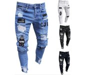Pantalones vaqueros con estampado de moda Hip Hop para hombre, pantalones deportivos, pantalones deportivos L negro