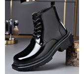 Botas de plataforma con aumento de estilo británico de invierno para hombre, zapatos de algodón cálidos de diseñador de cuero casuales a la moda, botines de otoño para hombre 38 negro