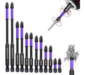 Puntas de destornillador magnéticas antideslizantes, a prueba de golpes, puntas de impacto Phillips, vástago hexagonal, puntas de acero de aleación, aptas para herramientas eléctricas. 6 Pcs Set
