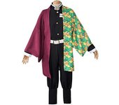 Conjunto de disfraz de cosplay de Giyu Tomioka de 6 piezas para alegrar (Yoshiyu Tomioka, S)