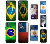Funda con bandera de Argentina, Brasil y Chile para Motorola Moto EDGE 20pro, EDGE 20lite, E6, E7, G STYLUS, GPLAY, GPOWER, G 5G PLUS, G30, G100 MOTO E6