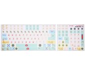 2 pegatinas para teclado mecánico con superficies esmeriladas y bonito patrón de dibujos animados transparentes de PVC