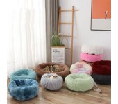 Cama redonda de felpa para perro, saco de dormir, caseta para gato, cachorro, sofá, casa para mascotas, camas cálidas, cojín para perros pequeños XS 40cm marrón