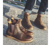 Botas Chelsea 2024, botines casuales, zapatos de cuero para hombre, botas altas retro, cálidas y resistentes al desgaste, zapatos de moto para otoño e invierno 39