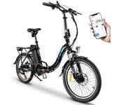 KAISDA K7, neumático de 20x1,95 pulgadas, ciclomotor eléctrico plegable, bicicleta de montaña, Motor de 350W SHIMANO, Control por aplicación de 7 velocidades K7 negro