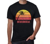 Camiseta vintage para hombre, camiseta gráfica Benidorm Sunset Deep Black XS negro