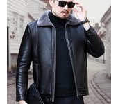Chaqueta de cuero para hombre nueva chaqueta de cuero de piel de oveja de lana de invierno ropa de hombre 170/M