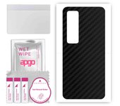 apgo Protective Skin Sticker for the back compatible with Xiaomi Mi 10s, Wrap Film, Foil, Vinyl - Pattern Carbon Black