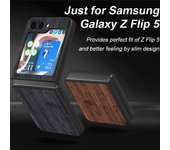 Funda para Samsung Galaxy Z Flip 5 funda de cuero con patrón de madera de bambú funda de lujo para galaxy z flip 5 funda capa Z Flip 5 negro