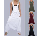 Mono de mujer Botones de color sólido Resistente al desgaste Creativo Tipo suelto especial Sin mangas Cuello en U profundo Mameluco individual para mujer Ropa femenina 3XL rojo vino