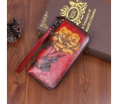 Johnature Retro Cartera De Mano Larga Monedero De Teléfono Cartera De Impresión Hecha A Mano Tarjetero Carteras Y Monederos De Ocio Para Mujeres verde