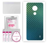 apgo Protective Skin Sticker for the back compatible with Nokia C21, Wrap Film, Foil, Vinyl - Pattern Carbon Chameleon CAKA1