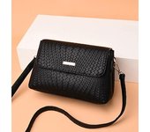 Bolsos de hombro negros de moda para mujer, de piel sintética, color liso, tipo bandolera, tipo cartera, para mamá