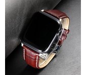 Correa de piel auténtica para Apple Watch de 44 mm y 40 mm, correa para iWatch de 42 mm y 38 mm, pulsera de piel de cocodrilo para Apple Watch Series 5, 4, 3, SE y 6 For 38MM or 40MM