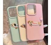 Funda con diseño de perro bordado con patrón de lichi para iPhone 11/12/13/14/15 Pro Max Apple 12promax verde claro