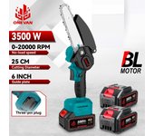 Motosierra eléctrica sin escobillas ONEVAN de 6 pulgadas, 3500 W, inalámbrica, recargable, para carpintería, jardín, poda, compatible con batería Makita de 18 V. Without battery