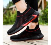 Zapatos informales de punto transpirables para hombre, zapatillas deportivas para correr, zapatillas antideslizantes, zapatillas de tenis para caminar para hombre 44 negro