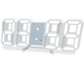 Reloj despertador digital 3D LED Reloj de pared digital Hora Fecha Temperatura Pantalla Brillo ajustable blanco