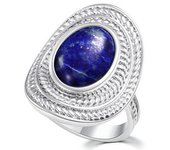 Bague Argent 'Cléopatra' lapis lazuli argenté (rhodié) - 25x18 mm 56 azul