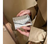 Monederos cortos 2024 para mujer, nueva cartera de moda con estampado de piedras y láser, tarjetero de gran capacidad, monedero pequeño negro