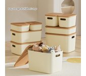 Caja de almacenamiento de artículos diversos de escritorio con tapa, armario, cajón de ropa, cesta de almacenamiento de plástico, contenedor organizador para cosméticos, cosas pequeñas A1