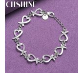 CHSHINE Pulsera de cadena con forma de corazón de amor de plata de ley 925, abalorio de moda para bodas y fiestas, joyería para mujer 20CM 8inches