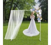 Arco de mesa de metal cuadrado de 2 m para jardín, cenador, decoración para interiores y exteriores, fácil de montar. M blanco