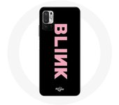 Coque pour Xiaomi Poco M3 Pro Blink Fandom Blackpink Logo Rose Fond Noir